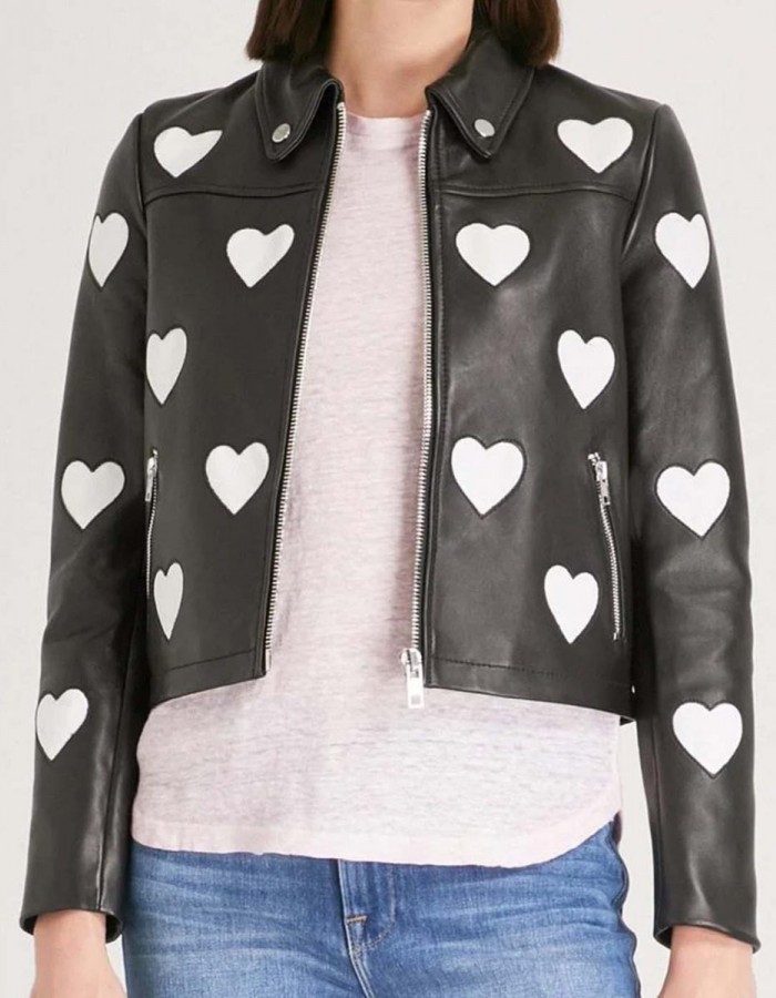 Women’s Maje Heart Motorcycle Leather Jacket