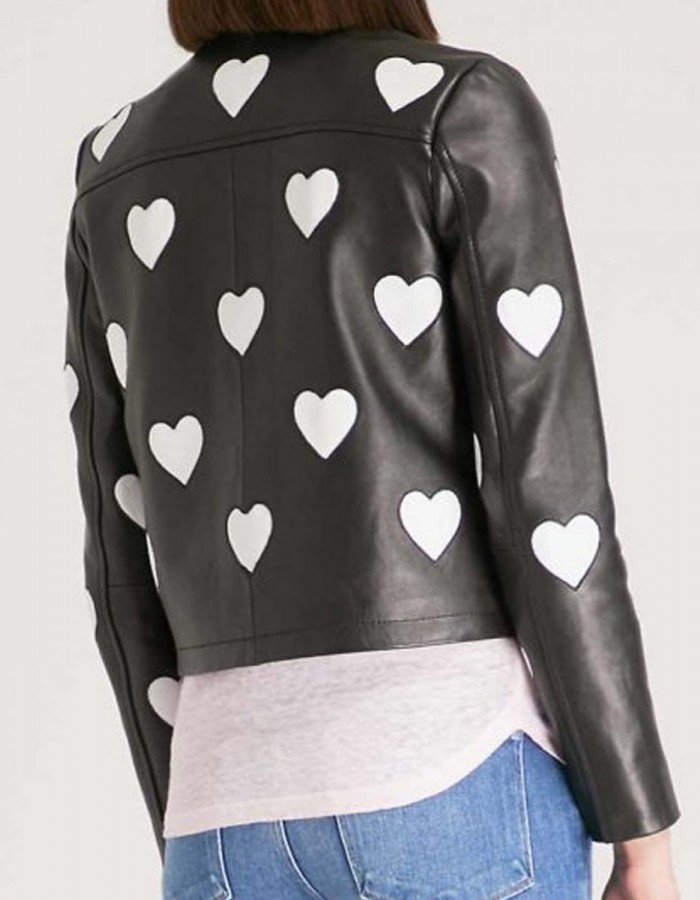Women’s Maje Heart Motorcycle Leather Jacket