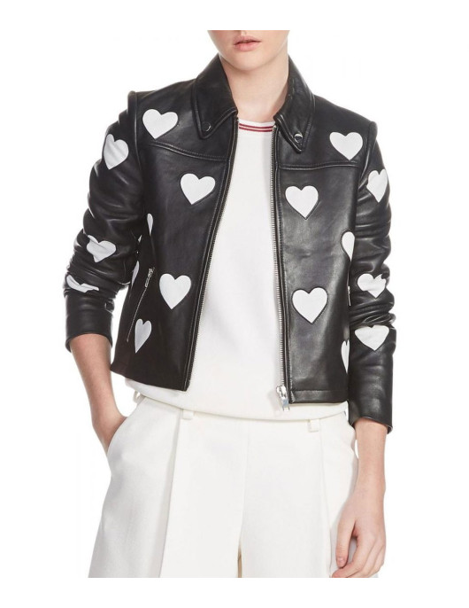 Women’s Maje Heart Motorcycle Leather Jacket