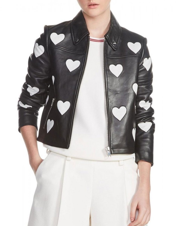 Women’s Maje Heart Motorcycle Leather Jacket