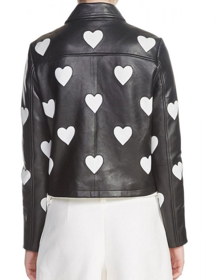 Women’s Maje Heart Motorcycle Leather Jacket