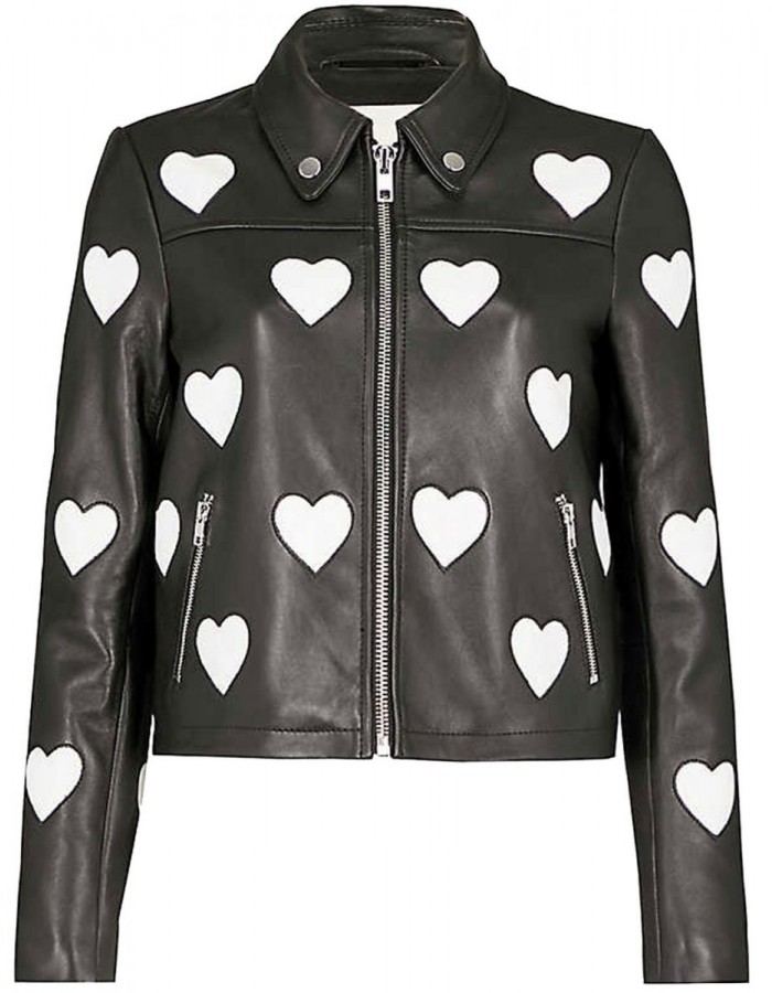 Women’s Maje Heart Motorcycle Leather Jacket