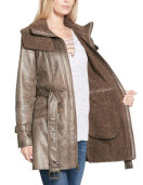 Women’s Mid-Length Shearling Duster Trench Coat