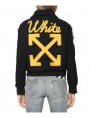 Women’s Off-White Virgil Abloh Varsity Jacket with Yellow Striped Sleeves