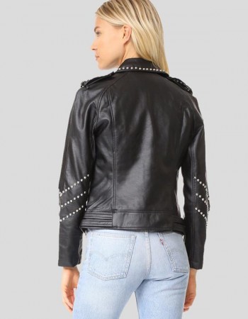 Women’s Studded Leather Motorcycle Jacket