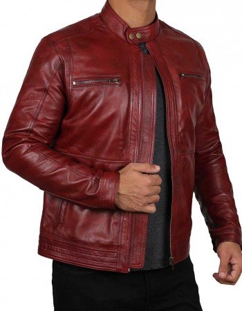 Wyoming Mens Wine Leather Jacket
