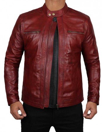Wyoming Mens Wine Leather Jacket