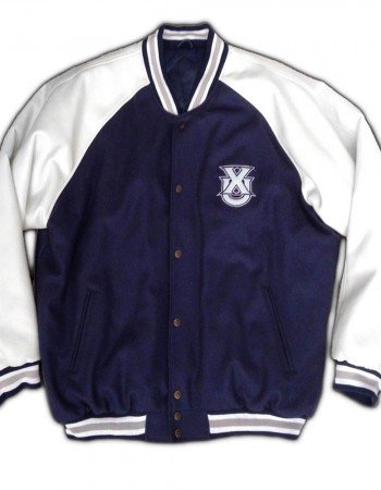 Xavier University Navy Blue and White Satin Jacket