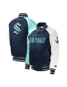 Youth Seattle Kraken Raglan Full-snap Varsity Satin Jacket