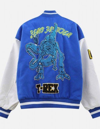 Zero Fighter T-Rex Dinosaur Skeleton Varsity Jacket