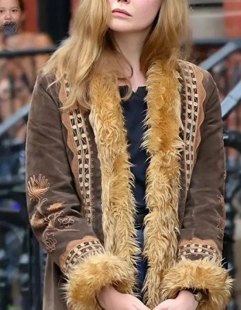 A Complete Unknown Elle Fanning Brown Jacket