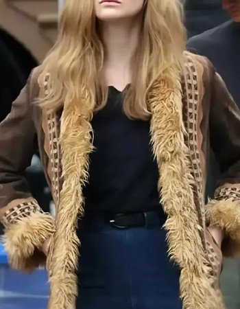 A Complete Unknown Elle Fanning Brown Jacket