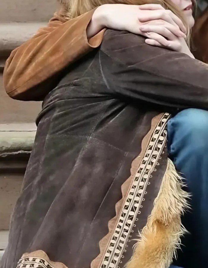 A Complete Unknown Elle Fanning Brown Jacket