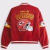 Abercrombie Chiefs Red Varsity Satin Bomber Jacket