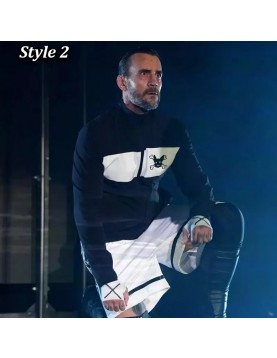 AEW Revolution CM Punk Full-Zip Black Fleece Jacket