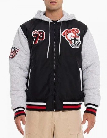 AFL St Kilda Saints Patchwork Varsity Hoodie – Unisex Fan Jacket