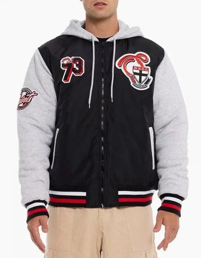 AFL St Kilda Saints Patchwork Varsity Hoodie – Unisex Fan Jacket