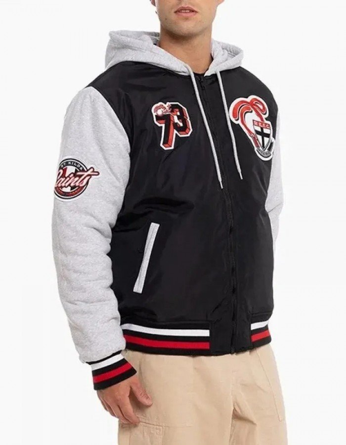 AFL St Kilda Saints Patchwork Varsity Hoodie – Unisex Fan Jacket