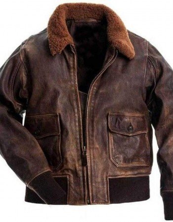 Men's Air Force G2 USAF Brown Pilot Aviator Fur Collar Flight Bomber Jacket