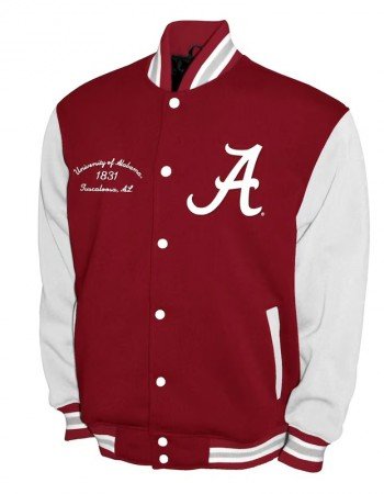 Alabama Crimson Tide Fleece Burgundy and White Varsity Jacket