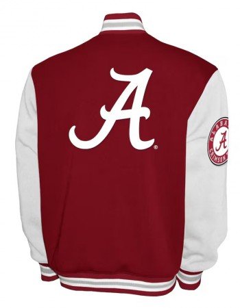Alabama Crimson Tide Fleece Burgundy and White Varsity Jacket