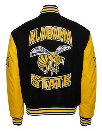 Alabama State University Black and Gold Varsity Jacket - Unisex Wool & Leather