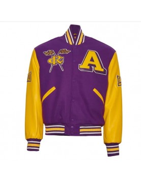 Alcorn State University Purple and Gold Varsity Jacket - Unisex Wool &amp; Leather