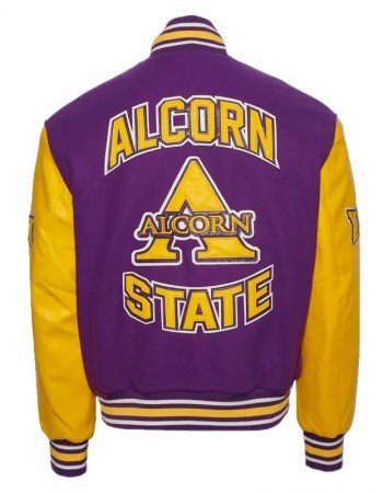 Alcorn State University Purple and Gold Varsity Jacket - Unisex Wool & Leather