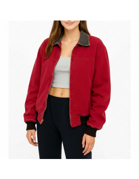American Sweatshop Daisy Moriarty Bomber Cotton Red Jacket