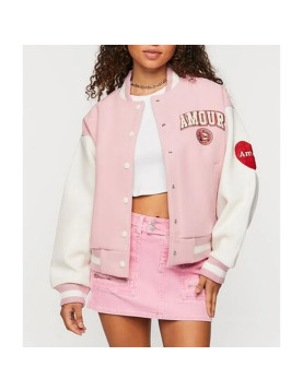 Amour Paris Pink Varsity Jacket