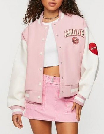 Amour Paris Pink Varsity Jacket