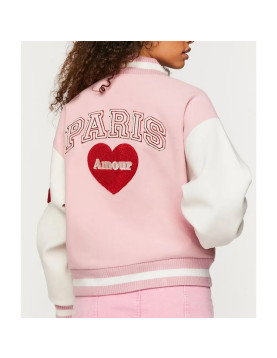 Amour Paris Pink Varsity Jacket