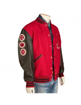 Annandale Red &amp; Black Varsity – Leather Sleeve Letterman Jacket