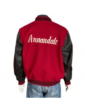 Annandale Red &amp; Black Varsity – Leather Sleeve Letterman Jacket