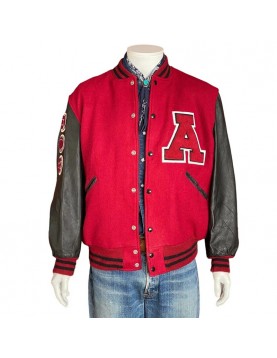 Annandale Red &amp; Black Varsity – Leather Sleeve Letterman Jacket