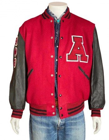Annandale Red & Black Varsity – Leather Sleeve Letterman Jacket