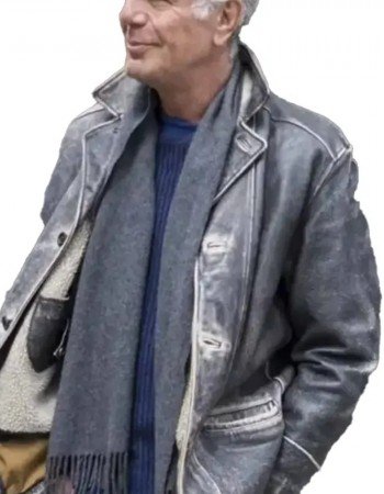 Anthony Bourdain Grey Leather Jacket