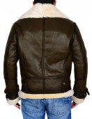 Mens Army Green Bomber Leather Jacket