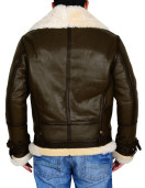 Mens Army Green Bomber Leather Jacket