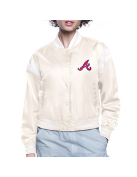 Atlanta Braves Printed Logo Navy Varsity Satin Jacket