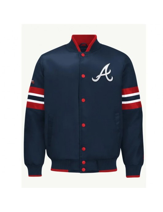 Atlanta Braves Scout I Navy Satin Jacket Atlanta Braves Scout I Navy Satin Jacket