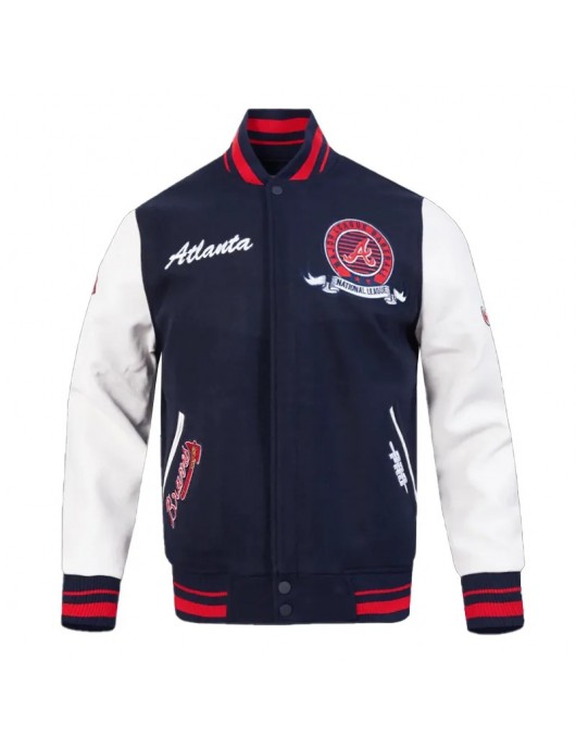 Atlanta Braves Team Badge Classic Rib Varsity Jacket Atlanta Braves Team Badge Classic Rib Varsity Jacket
