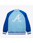 Atlanta Braves Vintage Logo Double Clutch Blue Satin Jacket