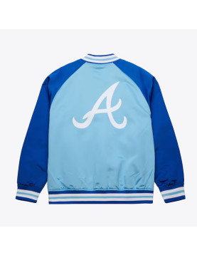 Atlanta Braves Vintage Logo Double Clutch Blue Satin Jacket