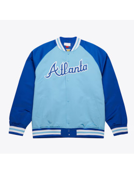 Atlanta Braves Vintage Logo Double Clutch Blue Satin Jacket