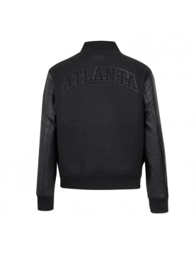 Atlanta Hawks Triple Black Varsity Wool and Leather Jacket 