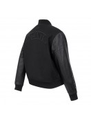 Atlanta Hawks Triple Black Varsity Wool and Leather Jacket