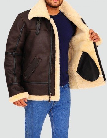 Mens Aviator Bomber Leather Jacket