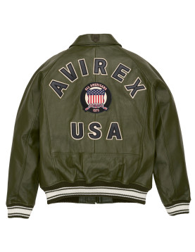 Avirex Icon Olive Green Bomber Leather  Jacket