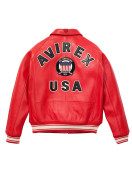 Avirex Icon Red Bomber Leather  Jacket